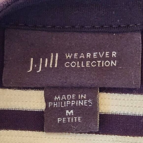 J. Jill Wearever Womens Striped Open Cardigan Jacket Black White Medium Petite - Picture 2 of 7